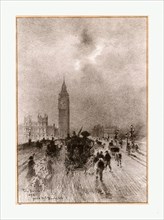 Felix-Hilaire Buhot, The Victoria Clock Tower London, French, 1847 - 1898, 1892, lithograph
