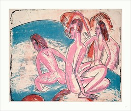 Ernst Ludwig Kirchner, Three Bathers by Stones (Drei Badende an Steinen), German, 1880  1938, 1913,