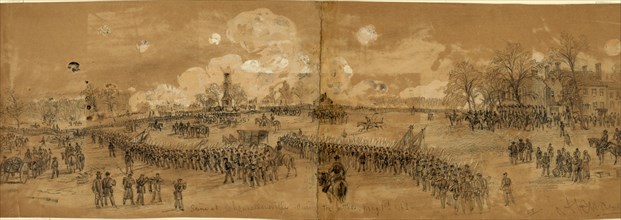Scene at Chancellorsville during the battle, May 1st 1863, by Alfred R Waud, 1828-1891, an american