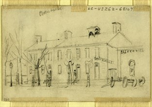 Owen House, 1860-1865, drawing on cream paper pencil, 9.9 x 6.4 cm. (sheet), by Alfred R Waud,