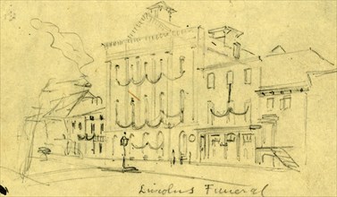 Lincoln's funeral, 1865 April, drawing on cream paper pencil, 6.0 x 10.9 cm. (sheet), 1862-1865, by
