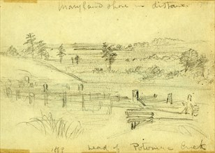 Head of Potomac Creek, 1863, drawing on cream paper pencil, 13.7 x 9.5 cm. (sheet), 1862-1865, by