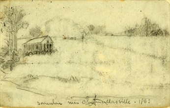 Somewhere near Chancellorsville, 1863, drawing, 1862-1865, by Alfred R Waud, 1828-1891, an american