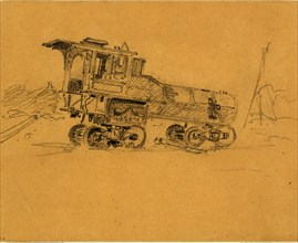 Locomotive, 1860-1865, drawing, 1862-1865, by Alfred R Waud, 1828-1891, an american artist famous