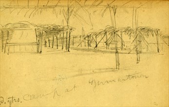 Hd. qtrs. camp at Germantown, 1860-1865, drawing, 1862-1865, by Alfred R Waud, 1828-1891, an