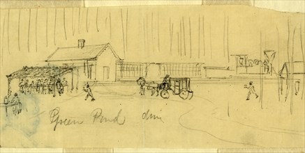 Green Pond drive, drawing, 1862-1865, by Alfred R Waud, 1828-1891, an american artist  famous for
