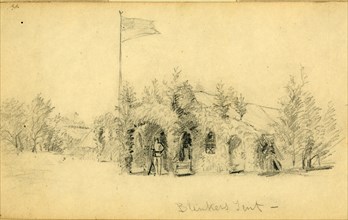 Blenkers Tent, 1861-1863, drawing, 1862-1865, by Alfred R Waud, 1828-1891, an american artist