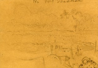 Nr Fort Steadman, 1864-1865, drawing, 1862-1865, by Alfred R Waud, 1828-1891, an american artist