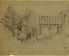 Water Tank, W.& A.R.R, 1860-1865, drawing, 1862-1865, by Alfred R Waud, 1828-1891, an american