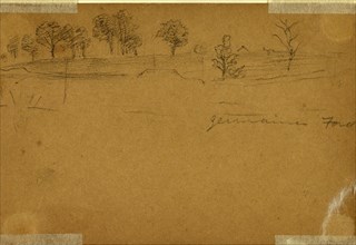 Germanna Ford, 1863 April 29, drawing, 1862-1865, by Alfred R Waud, 1828-1891, an american artist