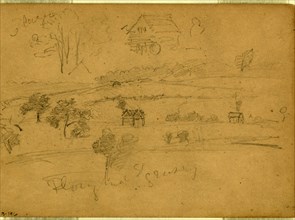 Battlefield landscape, 1860-1865, drawing, 1862-1865, by Alfred R Waud, 1828-1891, an american