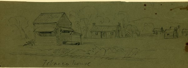 Tobacco house, 1860-1865, drawing, 1862-1865, by Alfred R Waud, 1828-1891, an american artist