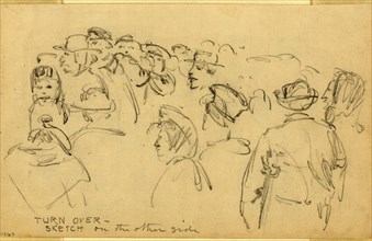 Faces in a crowd, 1860-1865, drawing, 1862-1865, by Alfred R Waud, 1828-1891, an american artist