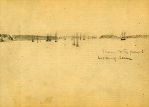From city point, looking down, 1860-1865, drawing, 1862-1865, by Alfred R Waud, 1828-1891, an