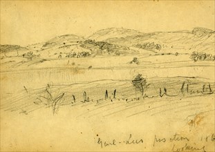 Genl Lees position, 1863, looking, 1863, drawing, 1862-1865, by Alfred R Waud, 1828-1891, an