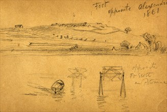fort opposite Alexandria, 1861, opposite Ft. Scott on Potomac, 1861, drawing, 1862-1865, by Alfred