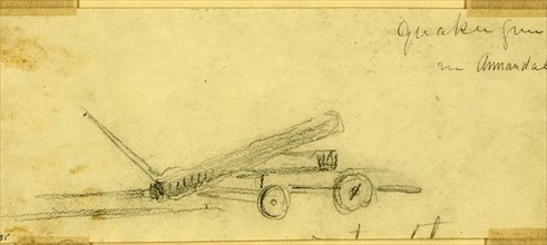 Quaker gun in Annandale, 1863 ca. October, drawing on white paper : pencil ; 7.1 x 17.5 cm.