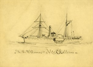 U.S. Steamer McClellan, between 1860 and 1865, drawing on cream paper : pencil ; 12.5 x 17.6 cm.