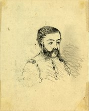 Bust portrait of an officer, between 1860 and 1865, drawing on cream paper, pencil, 10.4 x 8.3 cm.
