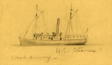 U.S. Steamer, between 1860 and 1865, drawing on tan paper, pencil, 8.3 x 14.7 cm. (sheet),