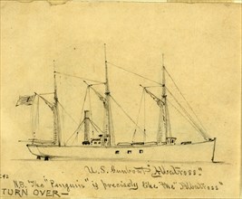 U.S. Gunboat Albatross, between 1860 and 1865, drawing on cream paper pencil, 8.4 x 10.4 cm.