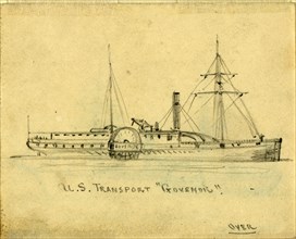 U.S. Transport Governor, between 1860 and 1865, drawing on tan paper pencil, 8.3 x 10.4 cm.