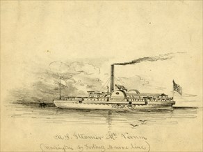 U.S. Steamer Mt. Vernon, between 1860 and 1865, drawing on cream paper pencil, 11.4 x 15.3 cm.