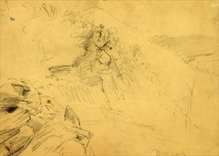 Dug Gap, 1864 May 8?, drawing on tan paper pencil, 17.4 x 25.2 cm. (sheet), 1862-1865, by Alfred R