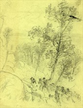 Federal troops at Dug Gap, 1864 May 8, drawing, 1862-1865, by Alfred R Waud, 1828-1891, an american
