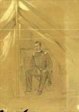 Colonel Hawkins 9th reg. N.Y.S.V., 1861, drawing on olive paper pencil and Chinese white, 36.6 x 25