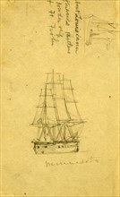 The Louisiana and Minnesota, between 1860 and 1865, drawing on cream paper pencil, 17.5 x 10.3 cm.