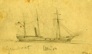 Gunboat Union, between 1860 and 1865, drawing on cream paper pencil, 10.5 x 17.6 cm. (sheet),