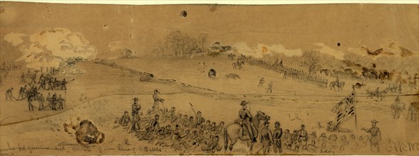 Couchs hd.quarters and afterwards center of our line of battle, 1863 May 3, drawing on tan paper