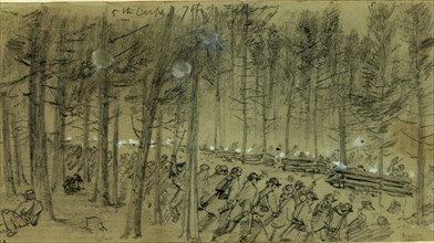 5th Corps, 7th of February 1865, drawing, 1862-1865, by Alfred R Waud, 1828-1891, an american