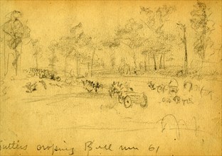 Sutlers crossing Bull Run 61, 1861 ca. July 21, drawing, 1862-1865, by Alfred R Waud, 1828-1891, an