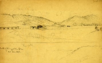 Battle of Ringgold, Ga,  Nov. 26, 1863, ca. 1863 November, drawing on cream paper pencil, 21.4 x 36