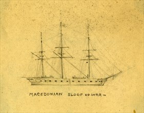 Macedonian, sloop of war, between 1860 and 1865, drawing on cream paper pencil, 11.0 x 14.2 cm.