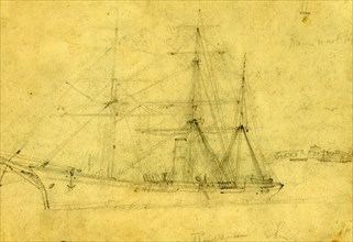Russian ship, between 1860 and 1865, drawing on cream paper pencil, 17.4 x 26.2 cm. (sheet),