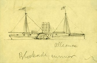 Alliance, blockade runner, between 1860 and 1865, drawing on cream paper pencil, 12.5 x 19.6 cm.