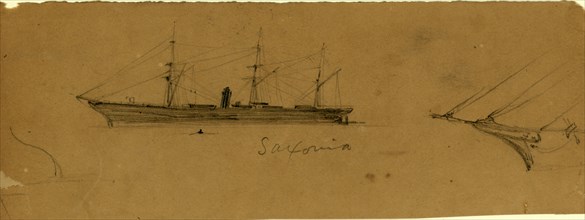 Saxonia, between 1860 and 1865, drawing on tan paper pencil, 7.9 x 22.9 cm. (sheet), 1862-1865, by