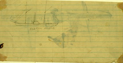 Water Witch, between 1860 and 1865, drawing on cream lined paper pencil, 9.6 x 20.3 cm. (sheet),