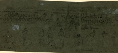 Battle of Winchester Sept 19 1864, drawing, 1862-1865, by Alfred R Waud, 1828-1891, an american