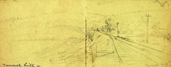 Tunnel Hill, between 1860 and 1865, drawing on olive paper pencil, 11.2 x 30.2 cm. (sheet),