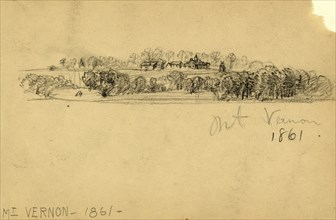 Mt. Vernon, 1861, 1861, drawing on cream paper pencil, 8.9 x 13.8 cm. (sheet), 1862-1865, by Alfred