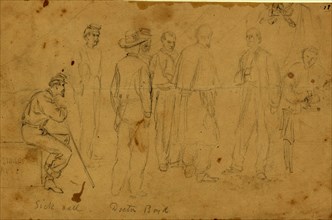 Sick call, Doctor Boyd, between 1860 and 1865, drawing on light brown paper pencil, 14.9 x 23.8 cm.