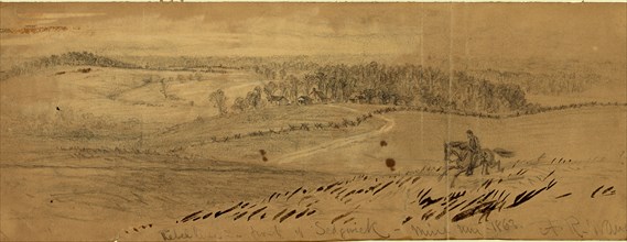 Rebel line in front of Sedgwick, Mine Run 1863, 1863 November 26-December 1, drawing on tan paper
