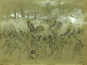 The charge of the 8th Vermont at the Battle of Winchester, 1864 September 19, drawing, 1862-1865,