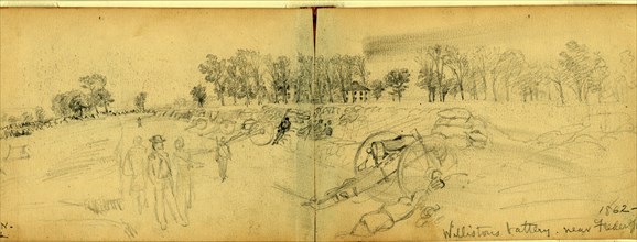 Cross the Rapidan, between 1860 and 1865, drawing on cream paper pencil, 9.8 x 18.3 cm. (sheet),