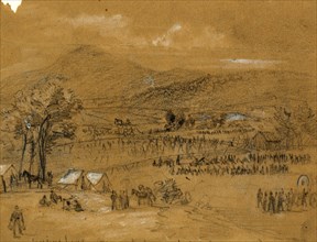 Sugarloaf Mountain, MD, 1862 September, drawing on tan paper pencil and Chinese white, 11.4 x 15.4