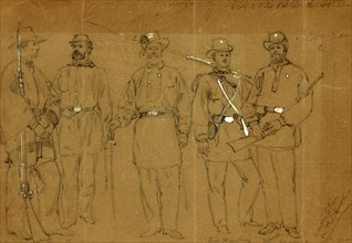 Group of Rhode Island Soldiers. Company C, 1861 ca. April-August, drawing, 1862-1865, by Alfred R